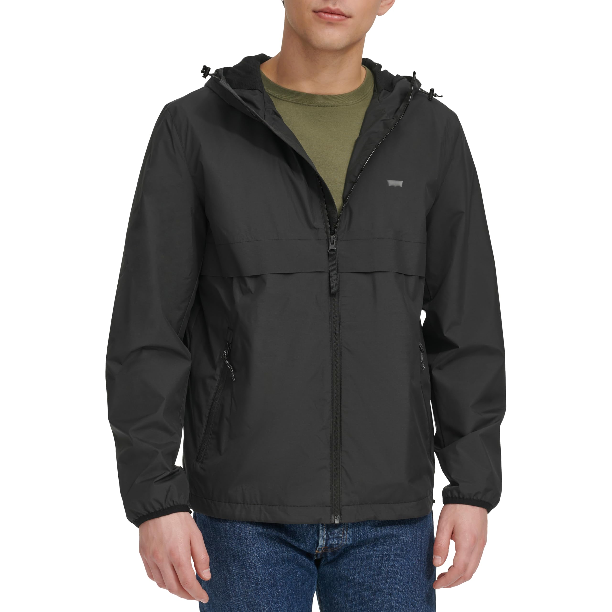 Levi's Men's Hooded Rain Jacket & Windbreaker, Black, M