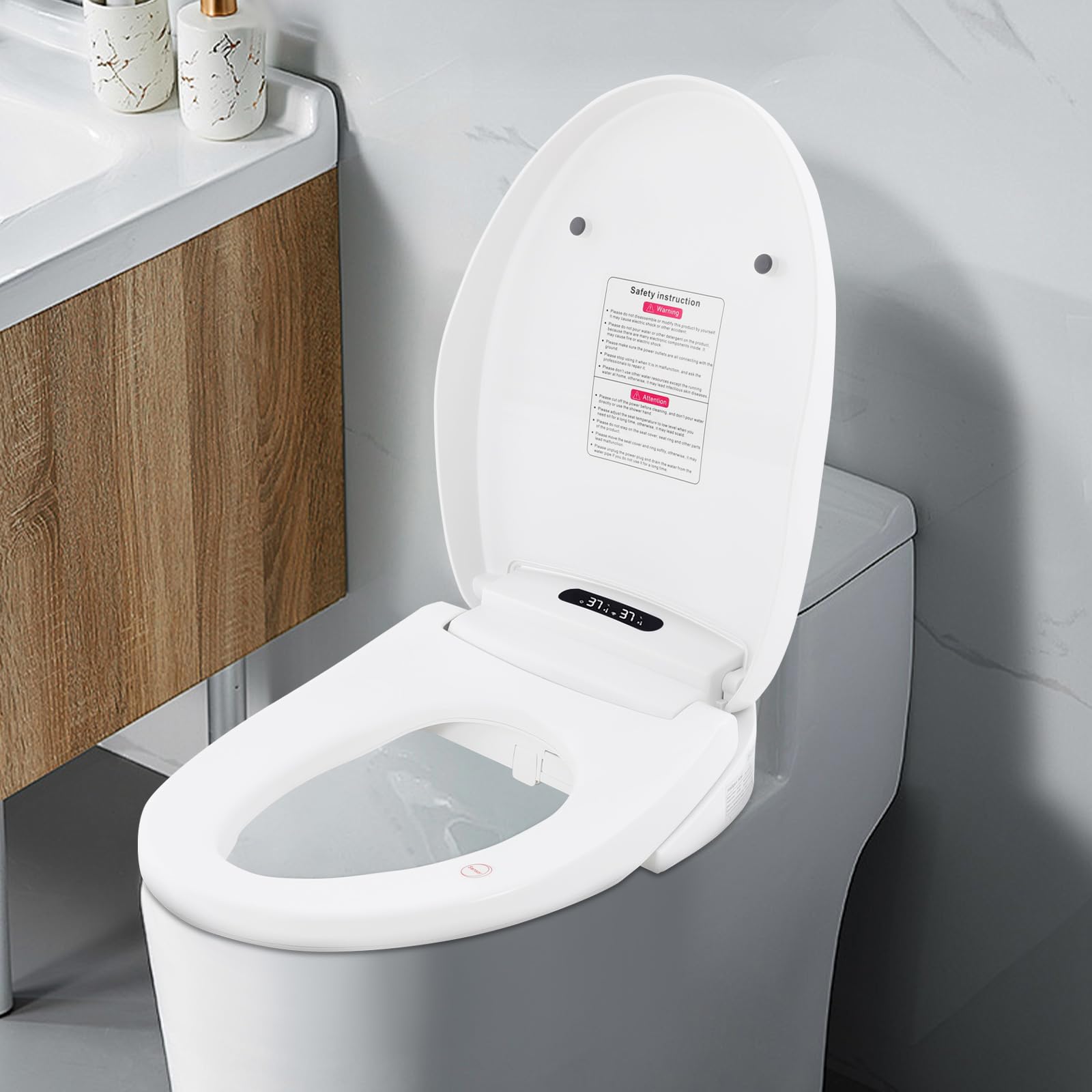 Deska sedesowa z bidetem, elektroniczna deska sedesowa Smart Bidet, lampka nocna, przyjazna dla środowiska, oszczędność energii, podgrzewane siedzisko, wiele funkcji czyszczenia