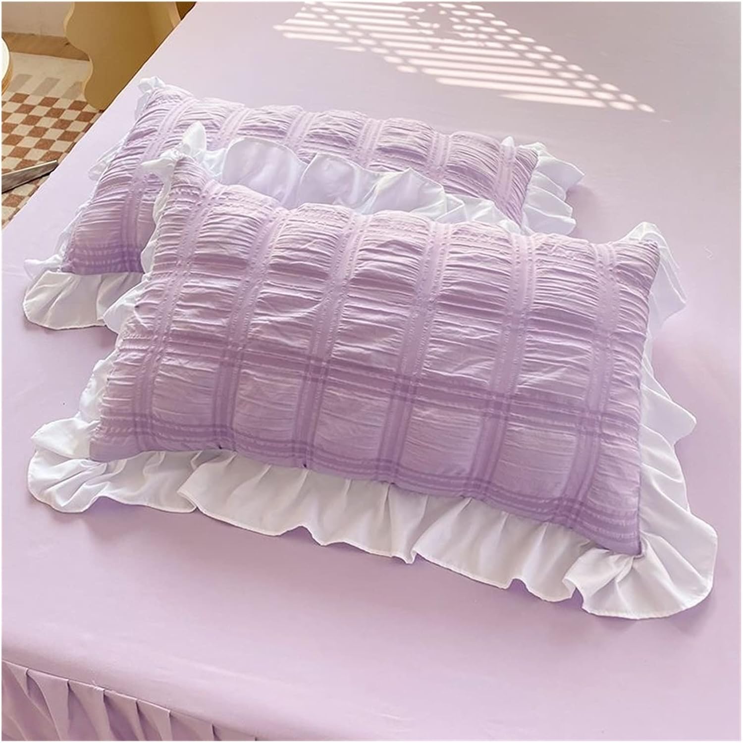 HBJWOV Cute Princess Pillowcase Soft Comfortable Pillow Cover Plaid Case Adults Students(Black)