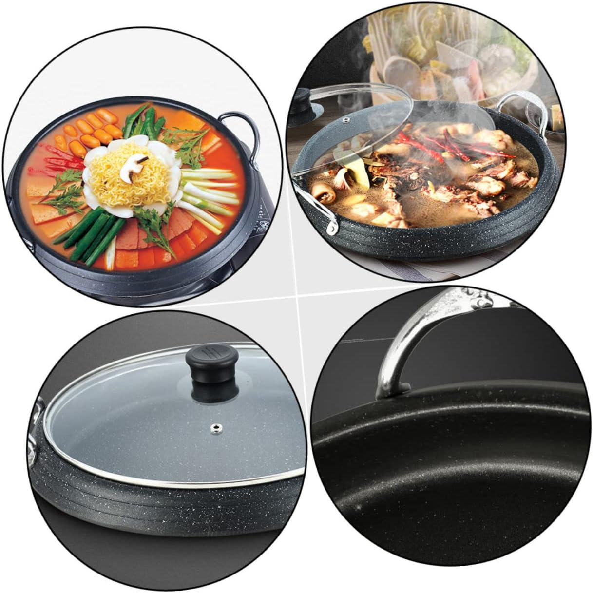 Non Stick Korean Bbq Hot Pot Tray with Unique Heat Absorption Round Smokeless Baking Plate for Outdoor Camping and Family Barbecue Gatherings