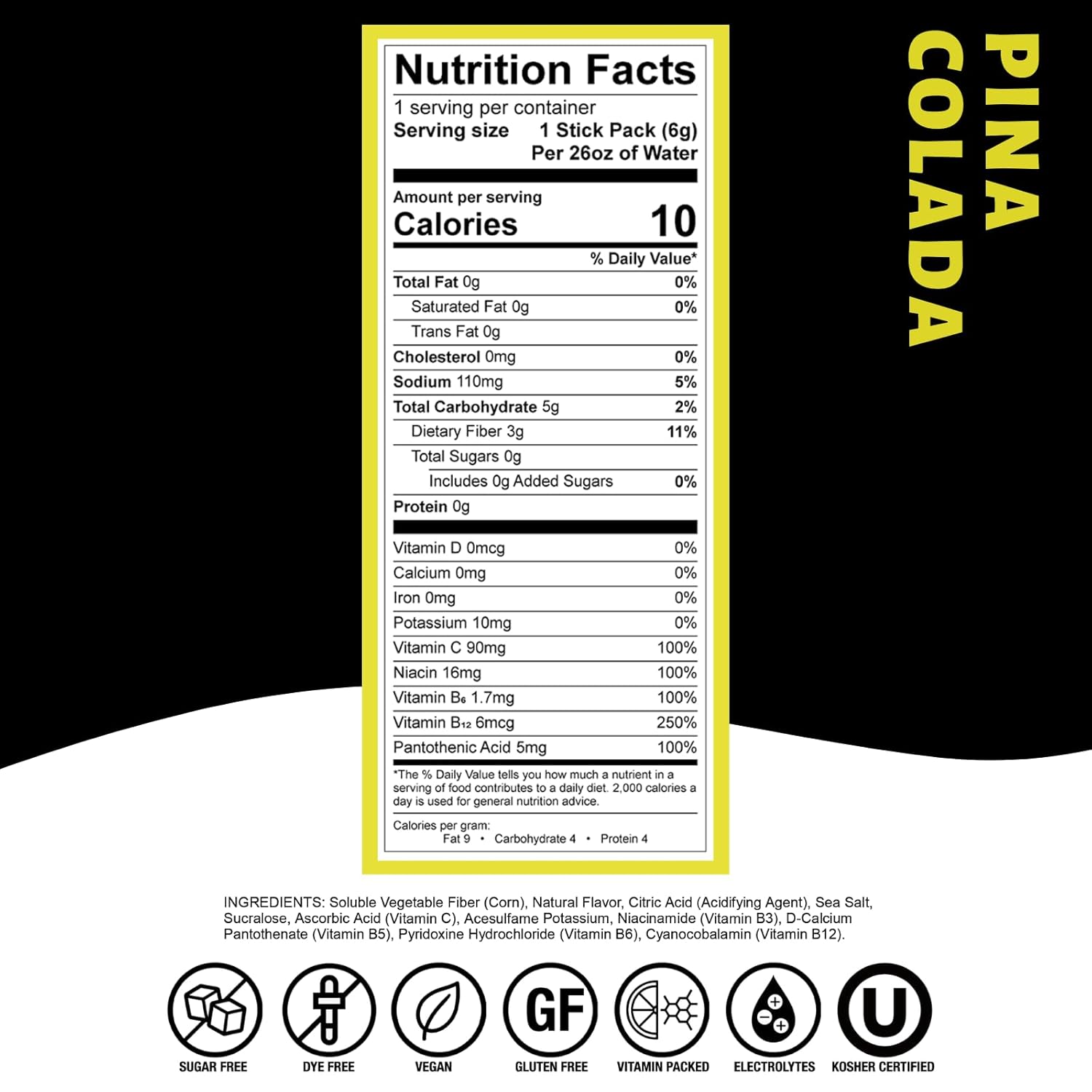 Devotion Nutrition HydroFLEX Water Flavoring Packets – Sugar-Free Hydration with Vitamins & Electrolytes – Dye-Free, Gluten-Free (Pina Colada) 12-Pack Drink Mix