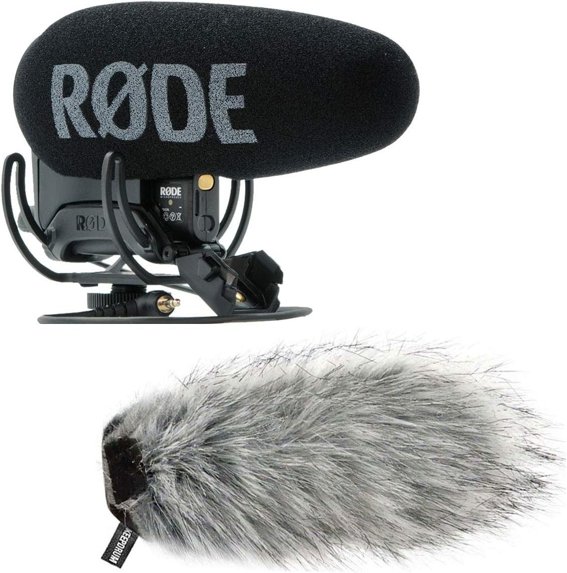 Rode VideoMic Pro Plus camera microphone + keepdrum skin for wind protection WS03.