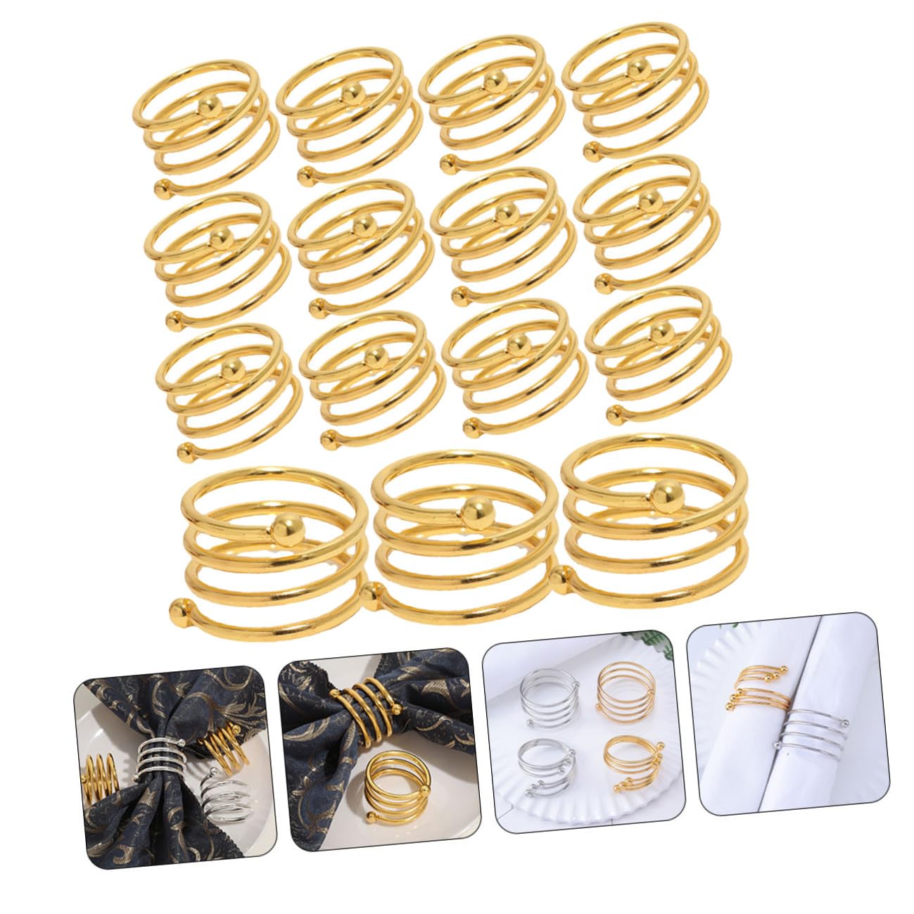 24 Anillos para Servilletas Dorados de Metal Broches Espirales Decorativos para Servilletas de Mesa Ideales para Bodas Banquetes y Cenas Elegantes