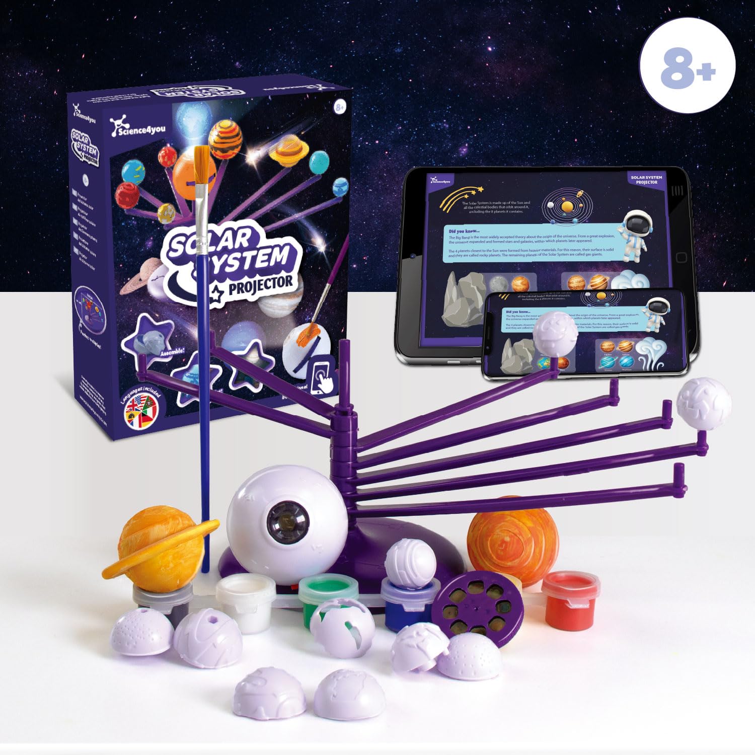 Science4you Système Solaire 3D Projecteur - Crée Assemble Peins Ton Propre Système Solaire Jouet Astronomie Garçons Filles 8 9 10 11 12+