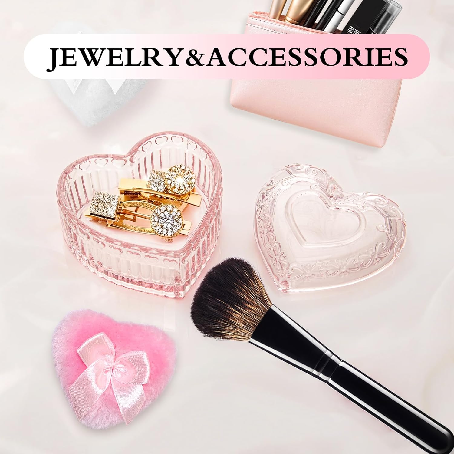 2 Pieces Large Body Powder Puff and Container, Dusting Powder Container with Puff,Powder Puff Crystal Case, Body Powder for Women Soft Washable Reusable Velour Face Body Glitter Wet Dry Makeup(Love) - Image 7