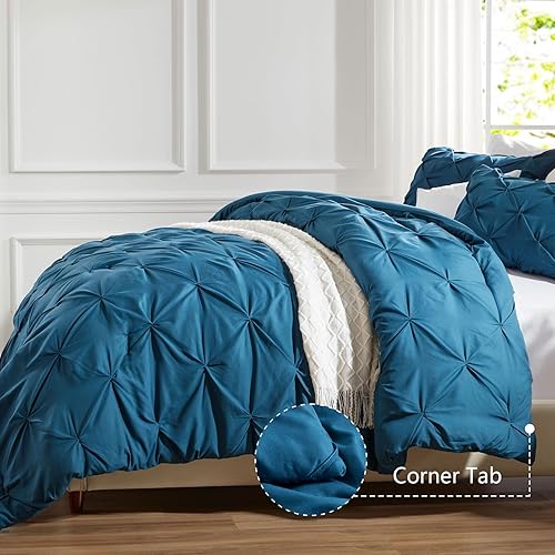 Miniatura 4 de NexHome Juego de edredón tamaño individual de microfibra plisada suave y ligera para todas las estaciones, 2 piezas (1 edredón y 1 funda de almohada)