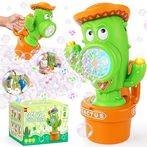 Cactus Bubble Machine, Automatic Bubble Blower with Music & Wiggle