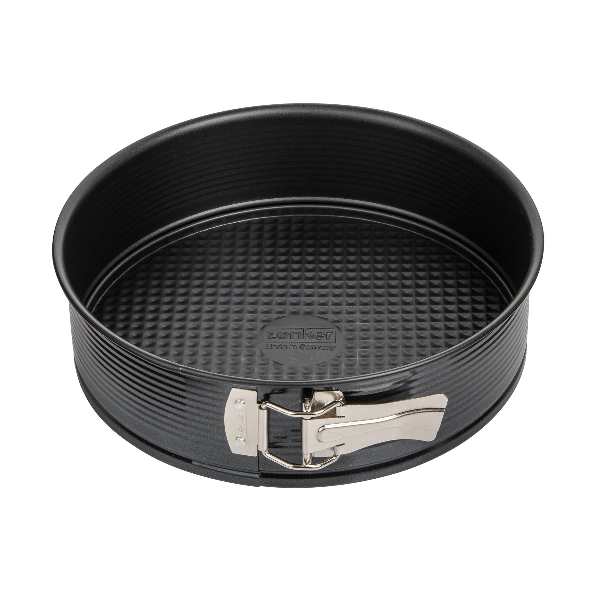 Zenker Stampo Tortiera apribile 1 fondo Ø24x6,5cm Carbon Steel rivestito in antiaderente Teflon Classic Temp Max 230°C Linea Black Metallic