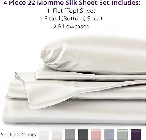 Miniatura 2 de Mulberry Park - Juego de sábanas queen, seda de morera 100 % pura, 4 piezas, 22 momme 6A, cajón profundo de 16 pulgadas, transpirable, ultrasuave,