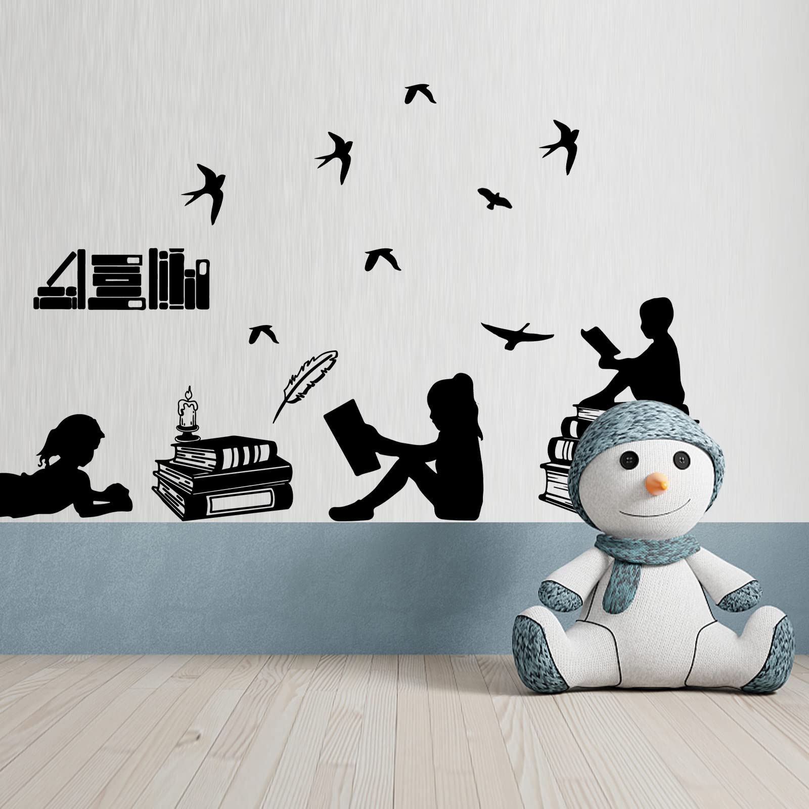 SUPERDANT Lettura Bambini Stickers Murali Biblioteca Angolo Lettura Materiale Scolastico Decorazione Candela Adesivi Piuma di Rondine Decalcomanie Da Parete per Nursery Classroom