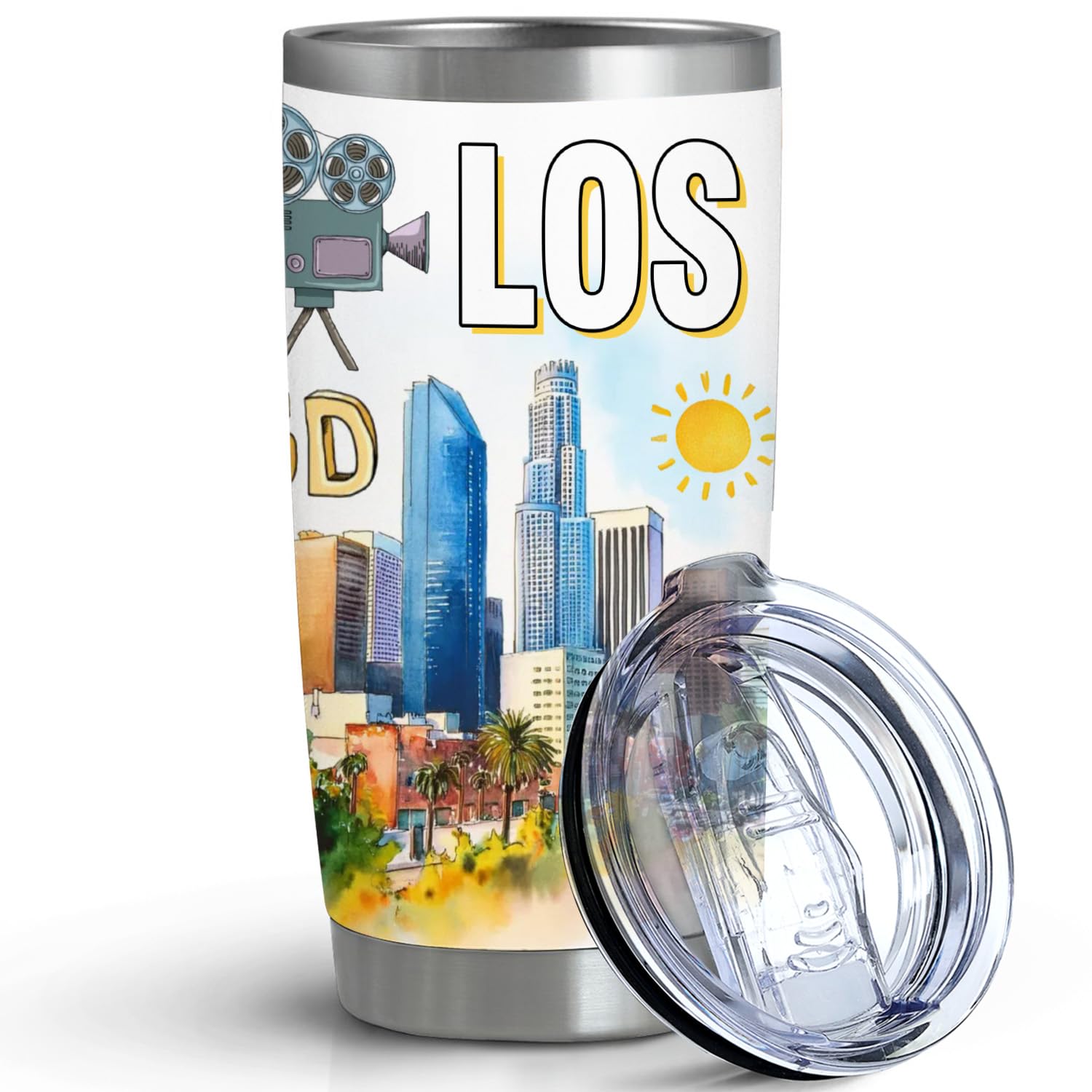 City Travel Mug for City Lover,20oz Double Wall Tumbler Vacuum Insulated Stainless Steel Coffee Cups (Los Angeles)