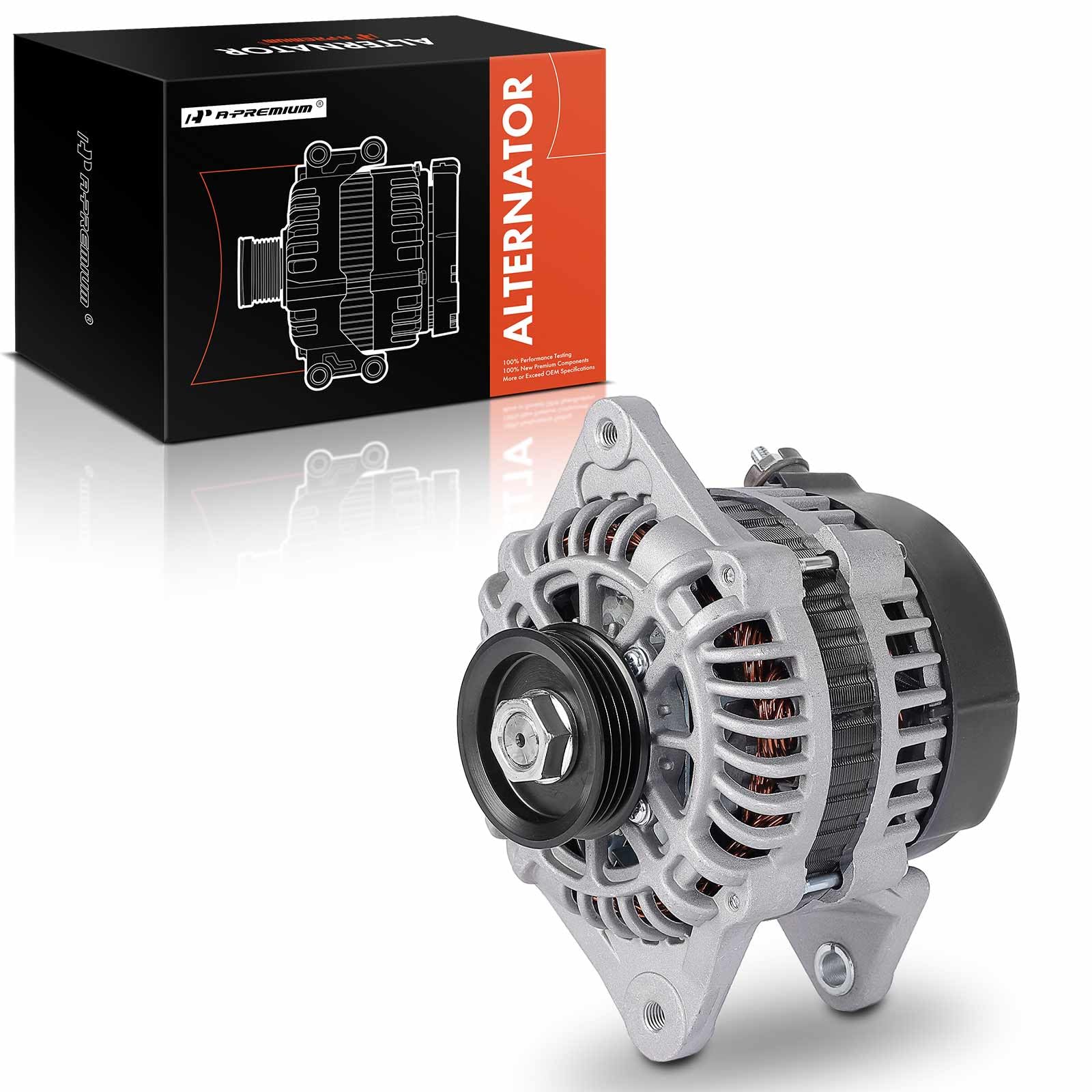 A-Premium Alternator Compatible with Kia Rio 2001-2003, Rio 2004-2005 1.6L, Sephia 1999-2001 1.8L, Spectra 2000-2004 1.8L, 12V 80A 4-Groove Pulley
