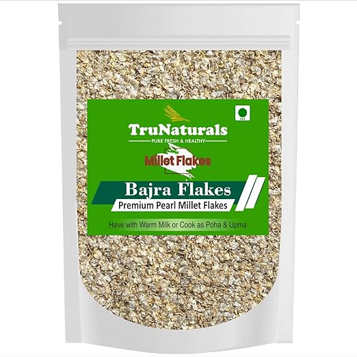TruNaturals Bajra Flakes for breakfast 900g | Bajra flakes poha | Bajra flakes gluten free | Pearl millet flakes breakfast | Millet flakes unpolished organic | Millet flakes sugar free | Millet poha
