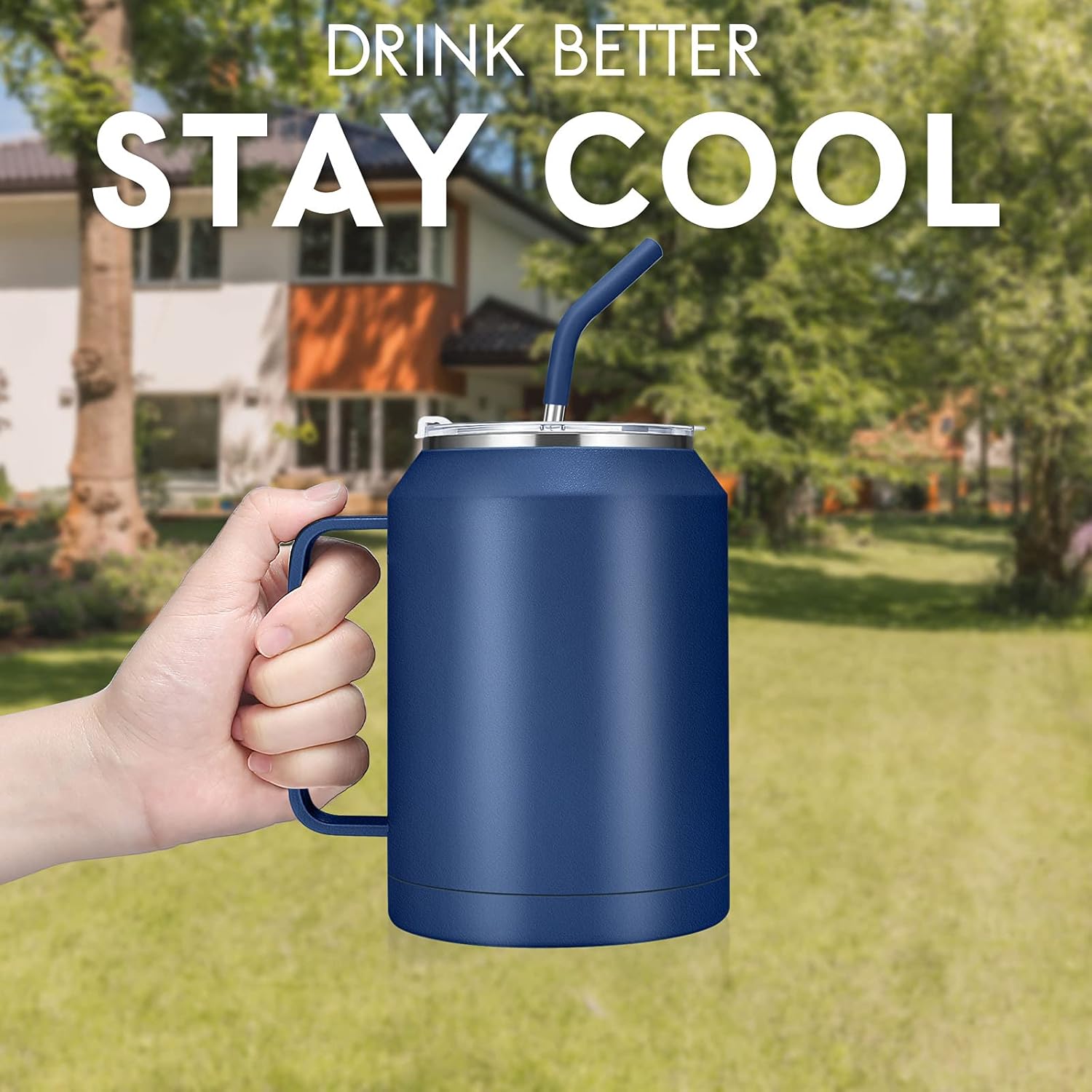 Zenbo 50 oz Mug Tumbler – Stainless Steel Vacuum Insulated Mug with Handle,Lid and Straw,Keeps Drinks Cold up to 36 Hours – Sweat-Proof Body, Dishwasher Safe - Image 6