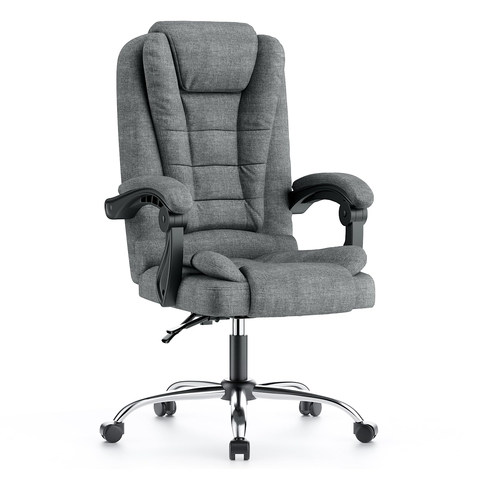 naspaluro Executive Office Chair High Back Desk Chair Ergonomic Recliner Computer Chair Gaming Chair with Tilt Function Heavy Duty for Home Office Working (Dark Grey Fabric), K139