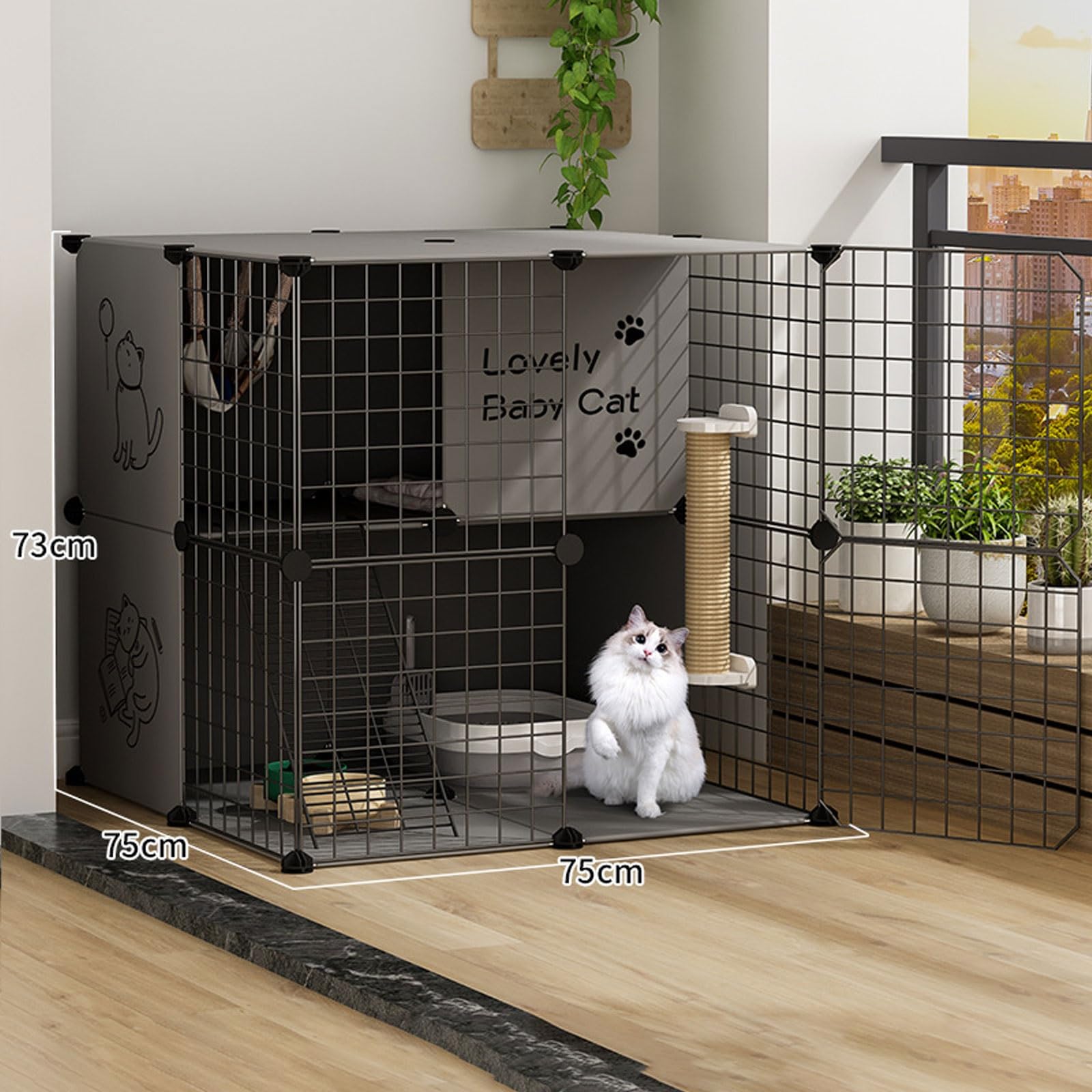 Enclos for Chat Extérieur Cage for Animal de Compagnie Parc Amovible Extra Large for Chat, Maison for Chats Extérieur/Intérieur Facile À Nettoyer, 3 Couleurs