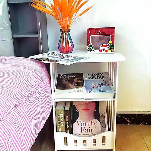 Miniatura 6 de Mesita auxiliar de noche simple mejorada, bonita superficie de espejo, mesas laterales pequeñas para espacios pequeños, muebles de almacenamiento de