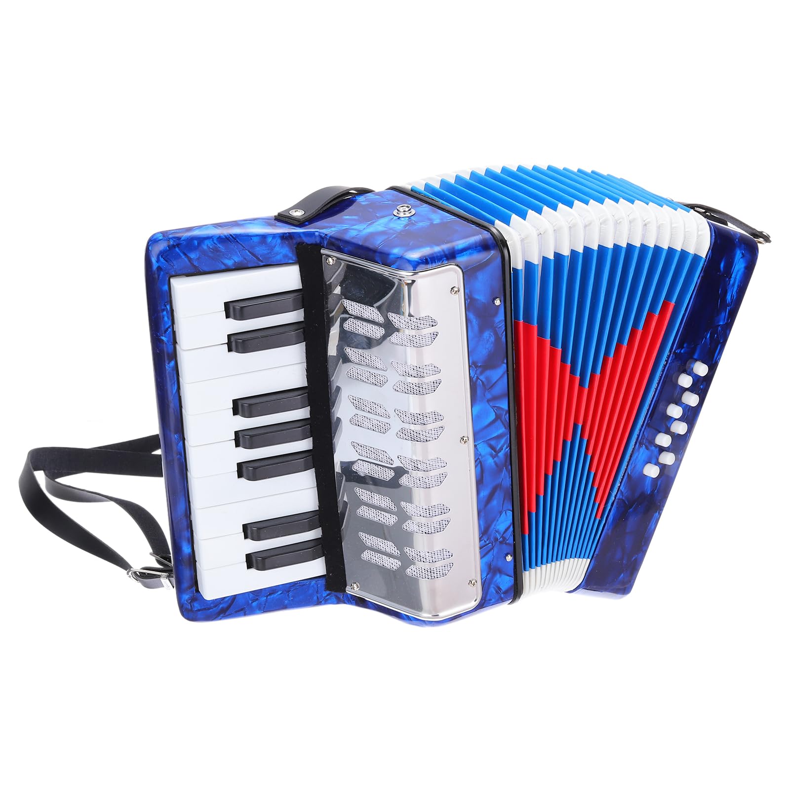 QUARKZMAN Accordion, 17 przycisków, 8 przycisków basowych, akordeon, mini instrument muzyczny, lekki, dla dorosłych, początkujących, do nauki, granatowy