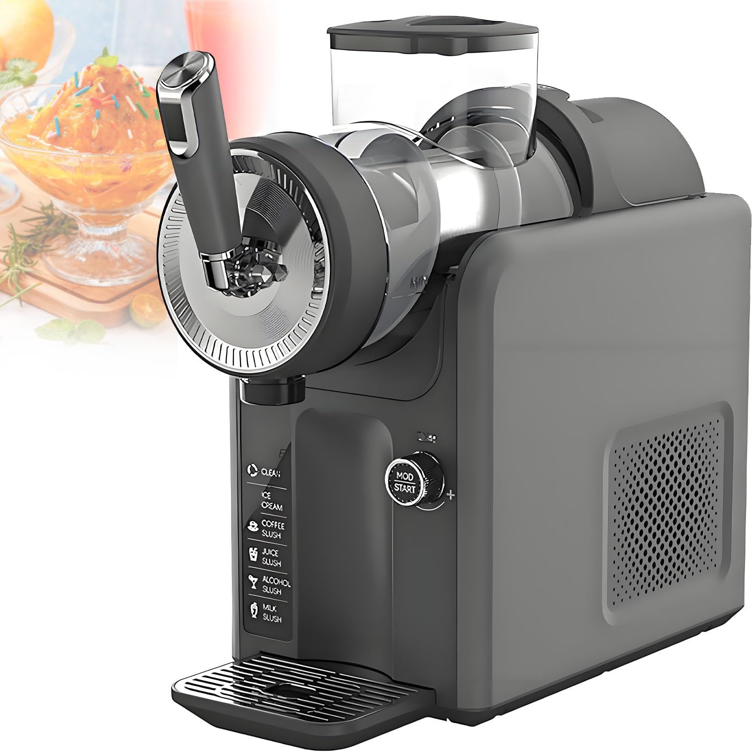 Uordby Grey 1.8L Automatic Beverage Machine, 185W Slushie Machine For Home: 15-60 Minutes Slushy Machine With 5 Preset Programs, One-Click Automatic Cleaning,Slush, Milkshakes, Frappés,More