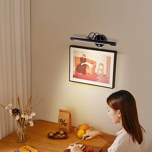 Miniatura 4 de MantoLite Lámpara de pared negra de 16 pulgadas para baño, 8 W, regulable, para gabinete, iluminación interior, aplique de pared ajustable, lámpara