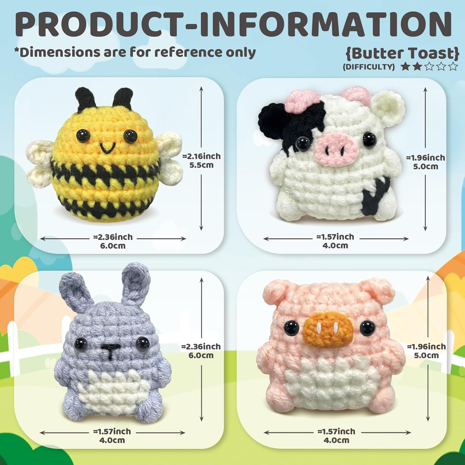 YAMAXIN Crochet Set for Beginners, for Complete Adults, Animal Crochet Hook Set for Beginners, Crochet Knitting Set with Video (6pcs Animals)