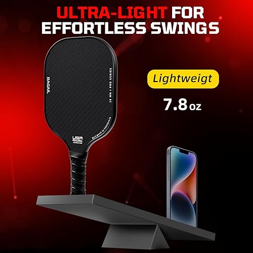 Miniatura 7 de BAGAIL Palas de pickleball aprobadas por USAPA, juego de pickleball de superficie de fibra de vidrio, raquetas ligeras con 4 bolas, 1 bolsa,