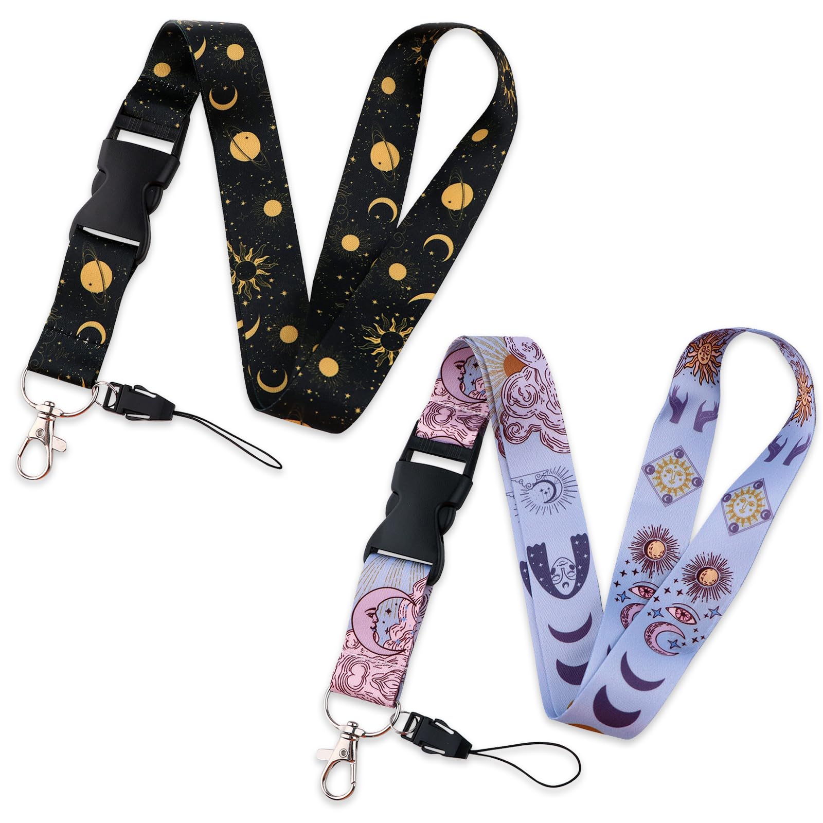 DHSWNNG Lanyards for Keys 2 PCS Lanyards for Neck with Detachable Buckle Hook Personalised Keychain Lanyard for Badge Holders Phone (Black