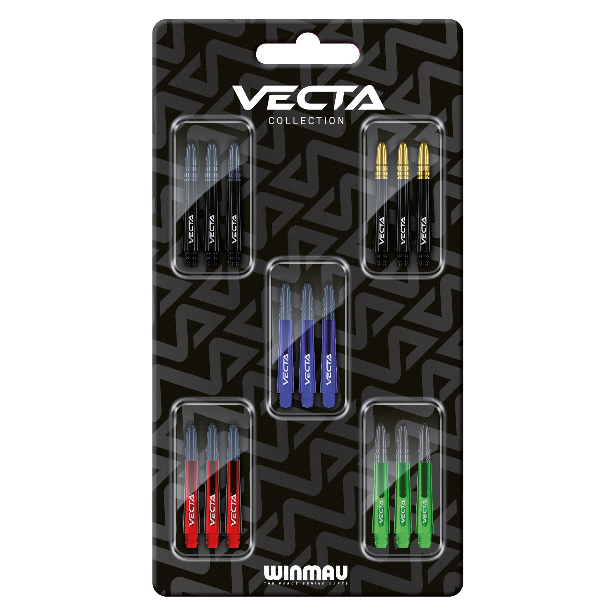 Dart Stems Collection - Dart Shafts Multipack 5 Sets Per Pack (15 in Total) - Professional Darts Accessories and Sizes - Suitable for Steel Tip and Soft tip