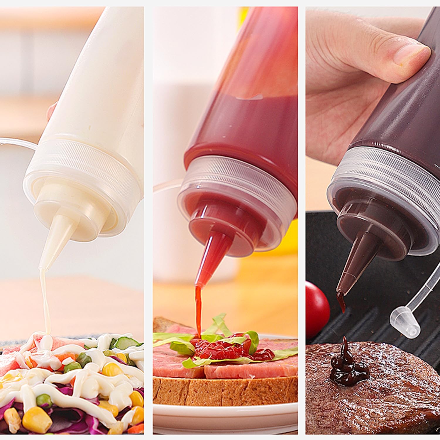 Fizzix 2pcs Plastic Squeeze Condiment Bottles | Leak-Proof, Reusable | Perfect for Sauces, Dressings - Image 4