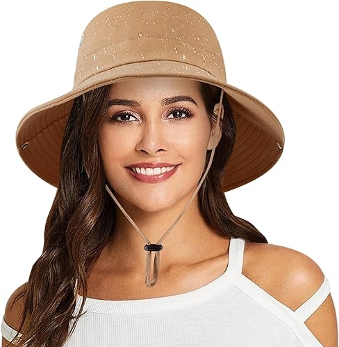 Sombrero de pescador impermeable con protección UV UPF 50+, plegable, de ala ancha, flexible, para safari, para mujeres y hombres, senderismo al