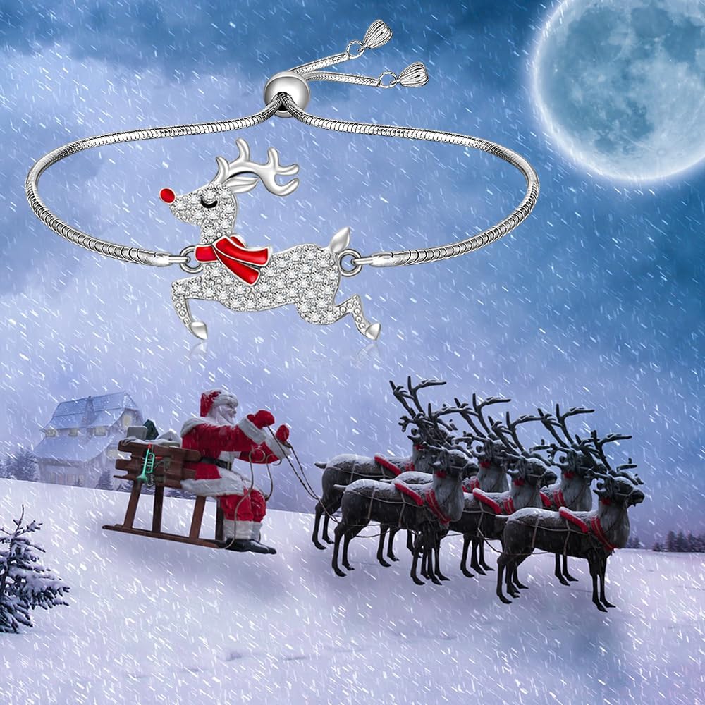 Christmas Bracelet Reindeer Bracelet for Women Sterling Silver Reindeer Bracelet Link Deer Holiday Merry Christmas XMAS Gifts - Image 4