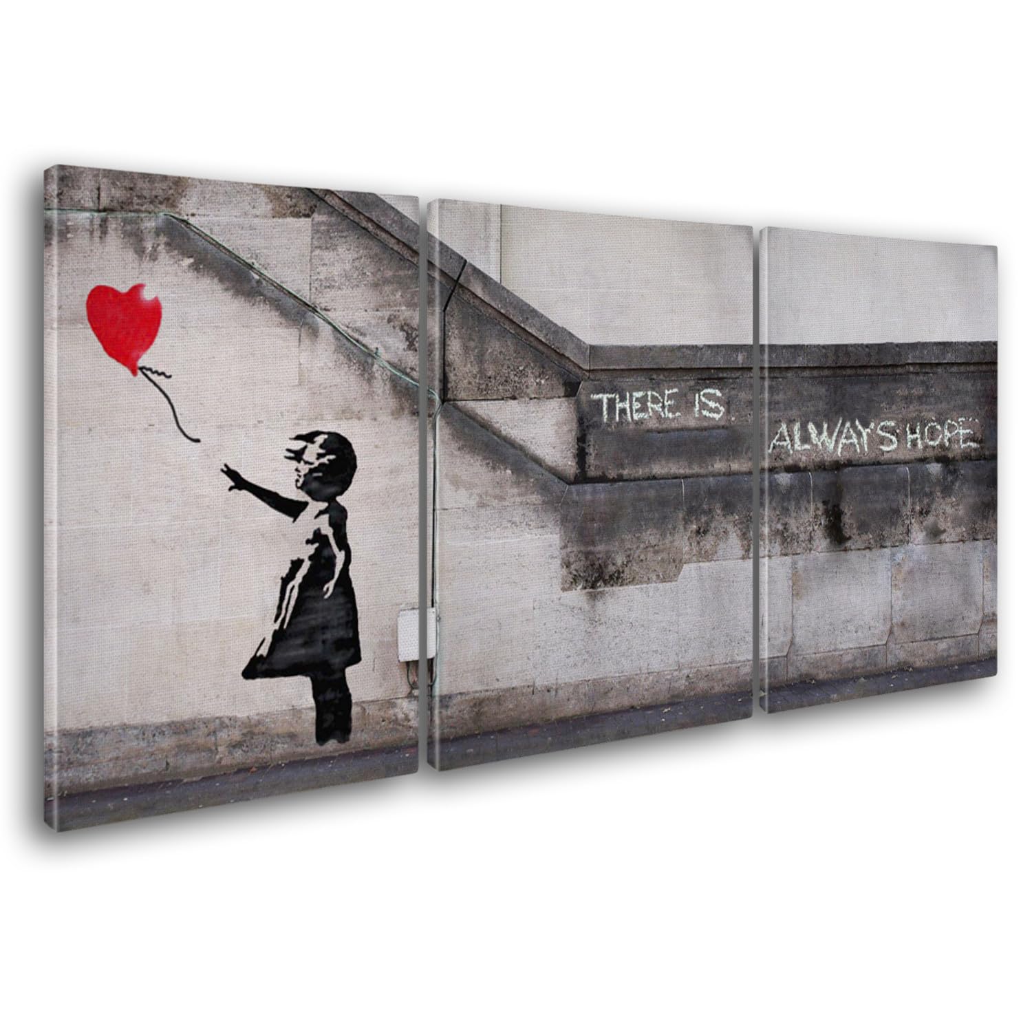 Peintures Banksy Street Art XXL toile triptyque 218x100cm design salon
