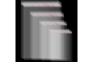 Geyoga Clear Resealable Cello Bags with Stickers (3.5 x 5 Inch)