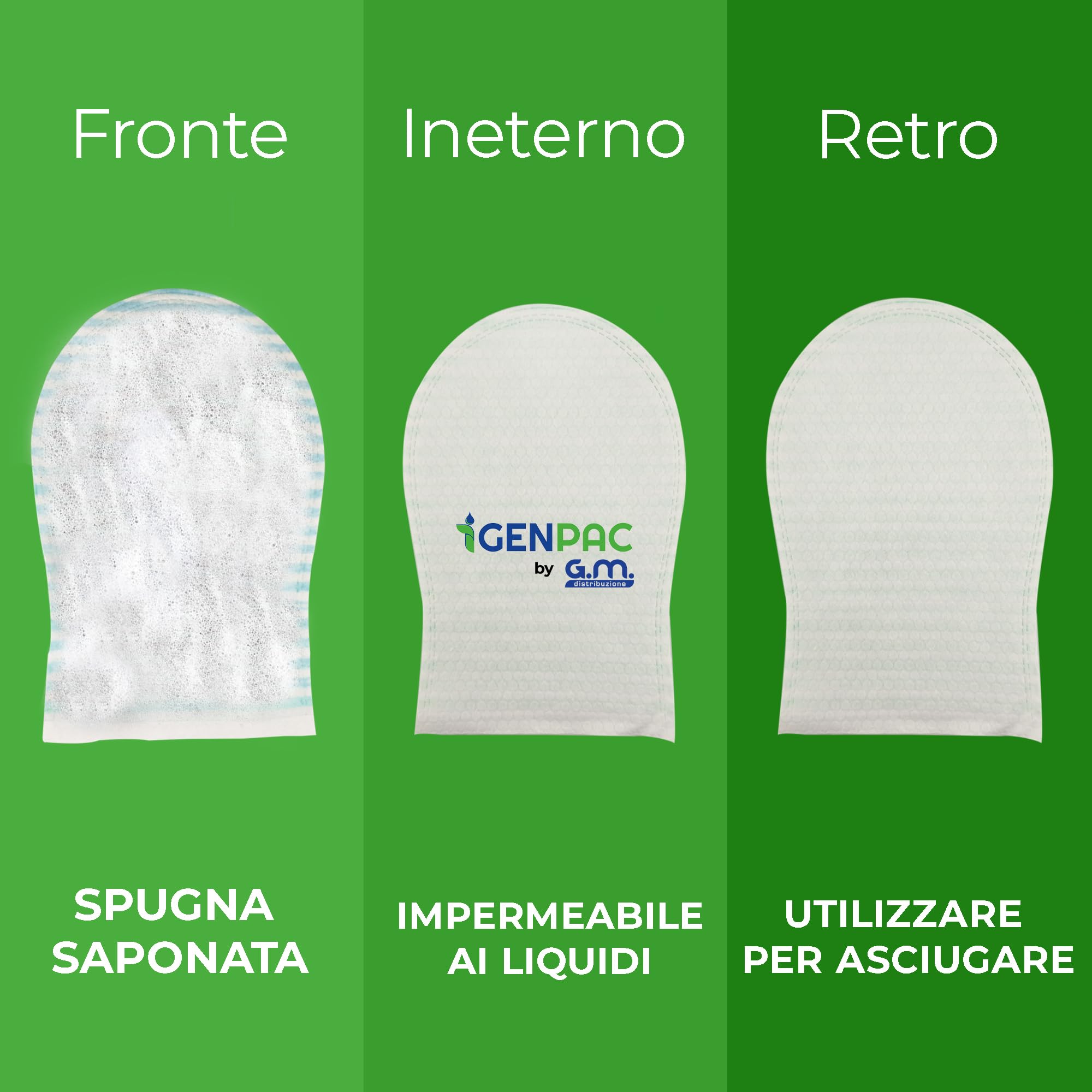 100 Manopole Saponate Monouso di Alta Qualità, Impermeabili all'interno, con Soffice Spugna Esterna, Guanti Saponati Monouso Delicatamente Profumati, Senza Risciacquo, Guanti Saponati per Anziani