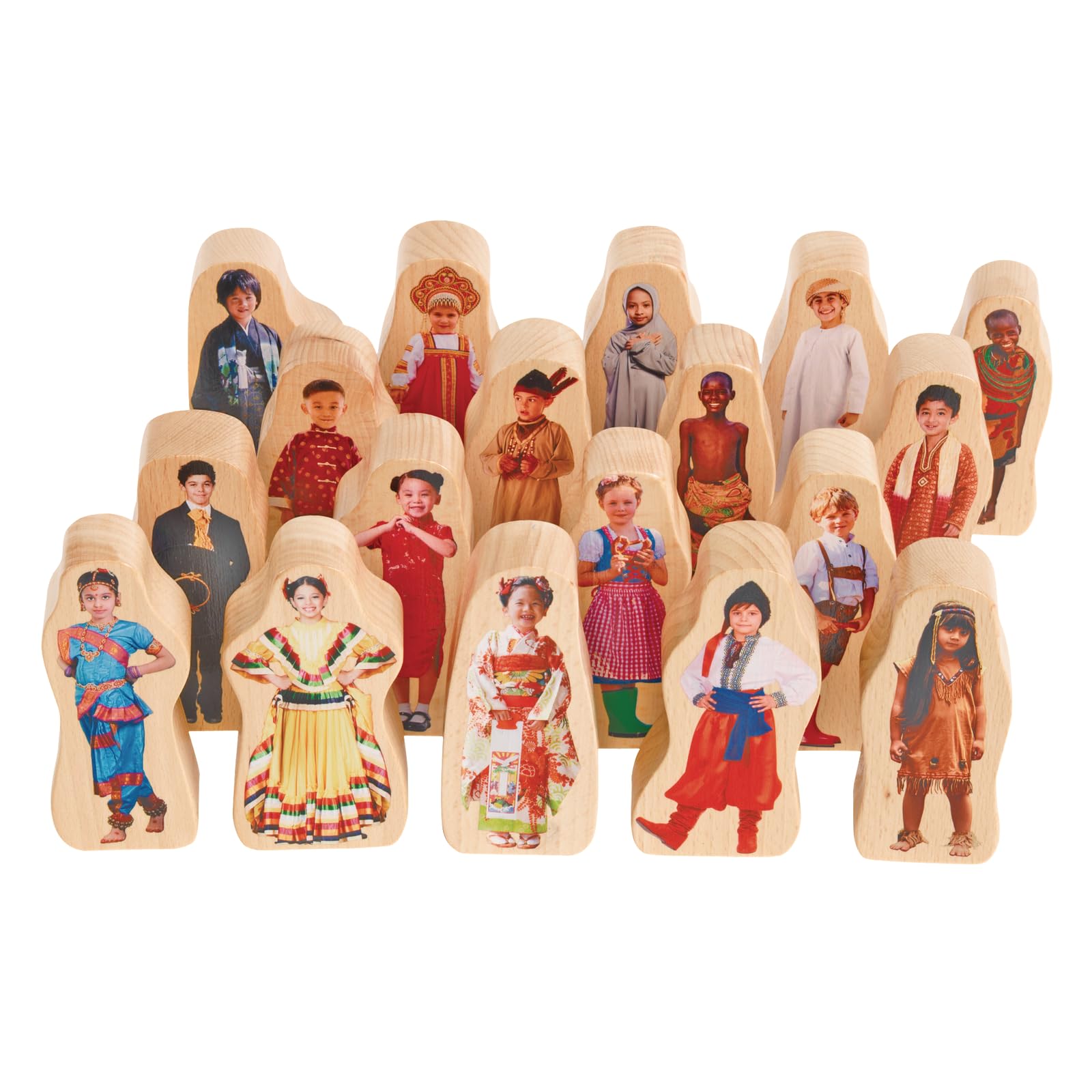 Excellerations Photo-Realistic Multicultural Wooden Block Play Families, Set of 28, Preschool Educational Toys, Social Emotional Learning, Ages 2 Years and Up (Item # OURPEEPS)
