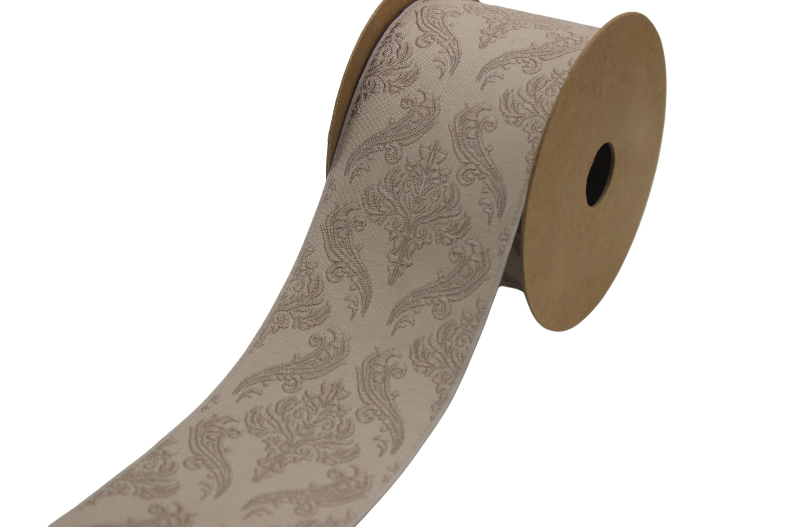 Ruban jacquard brodé méditerranéen marron clair de 3,8 m pour rideaux V5 213