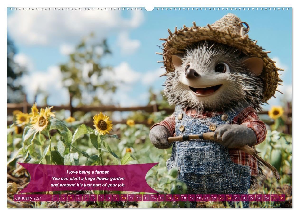 Funny charming animals as farmers (High Quality Premium Wall Calendar 2027 DIN A2 landscape),CALVENDO 12 Month Wall Calendar: A funny calendar with animals in a farmer outfit