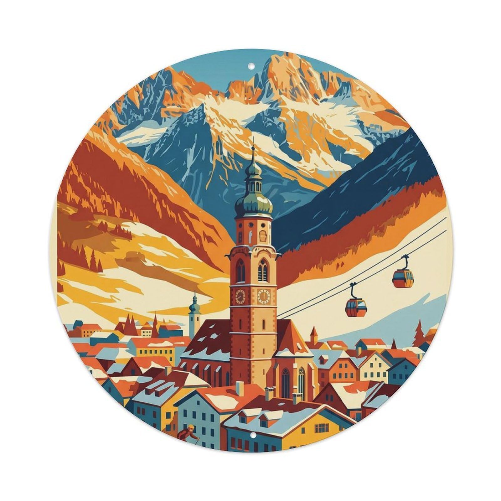 Vintage Travel Innsbruck Austria Luminous Metal Tin Sign