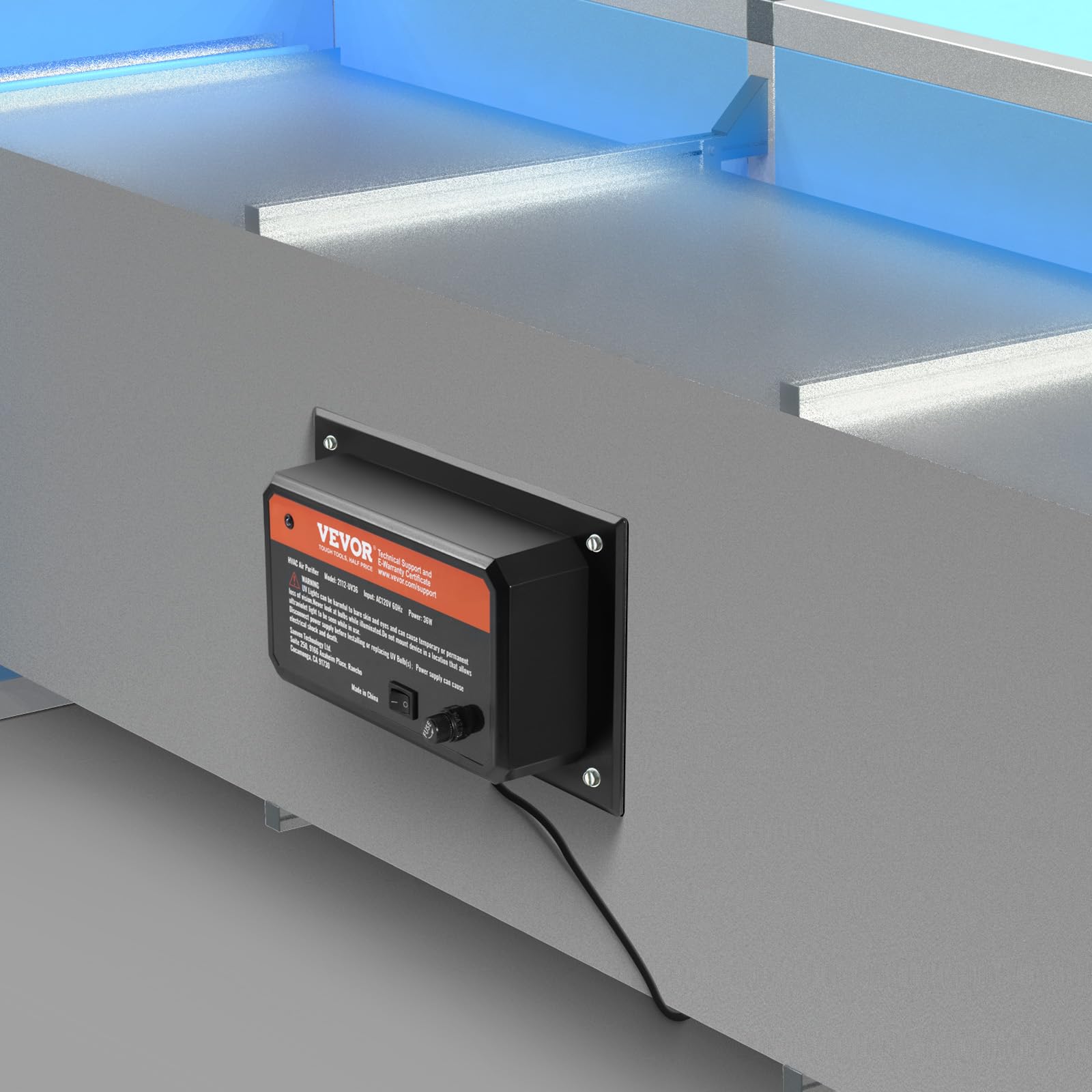 VEVOR Oczyszczacz powietrza do kanału HVAC do domu, 36 W, przewód klimatyzacyjny, długość fali 254 nm, światło UV UVC, z żarówką UV 411 mm, mocne oczyszczanie, do klimatyzatora