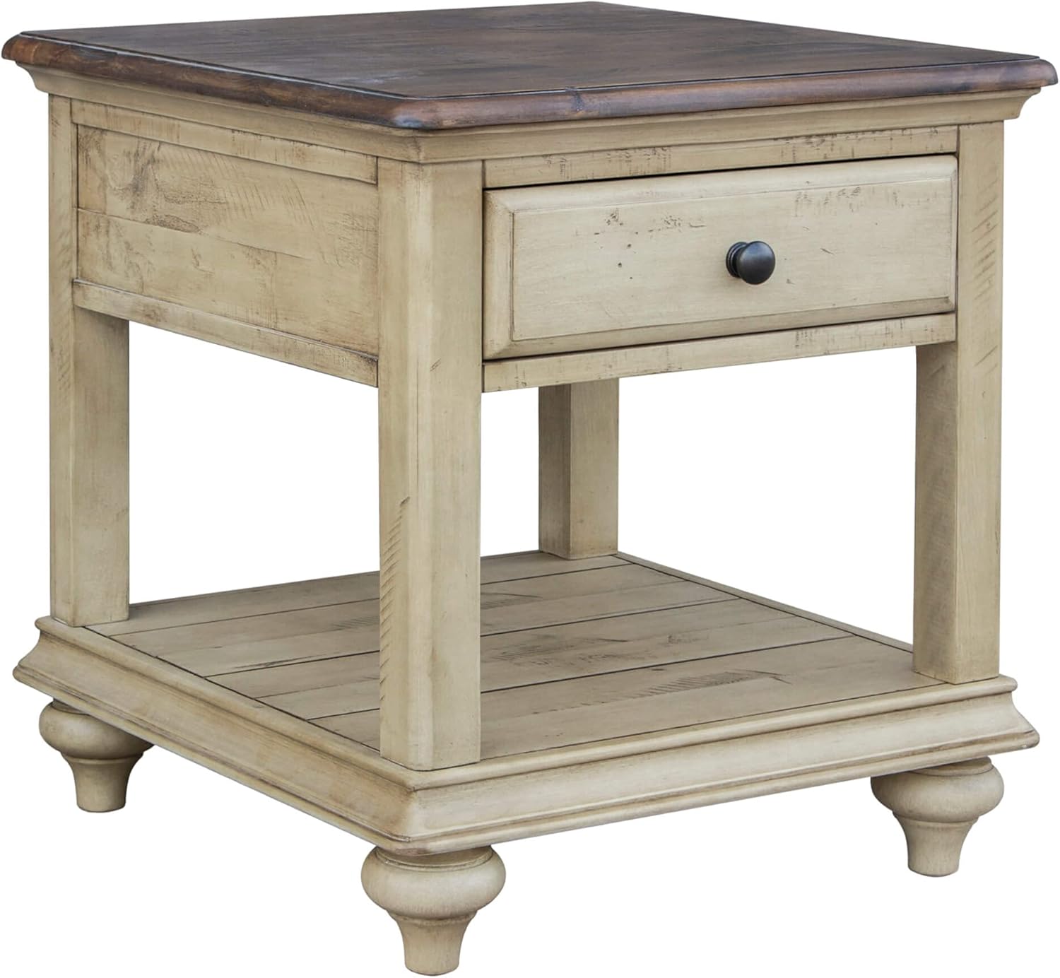 Amazon.com: Sunset Trading Shades of Sand End Table, Antique white ...