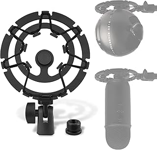 Geekria for Creators Microphone Shock Mount Compatible with Blue Yeti, Yeti X, Yeti Pro, Yeticaster, Snowball, Snowball ICE, Mic Anti-Vibration Suspension Adapter Clamp Black
