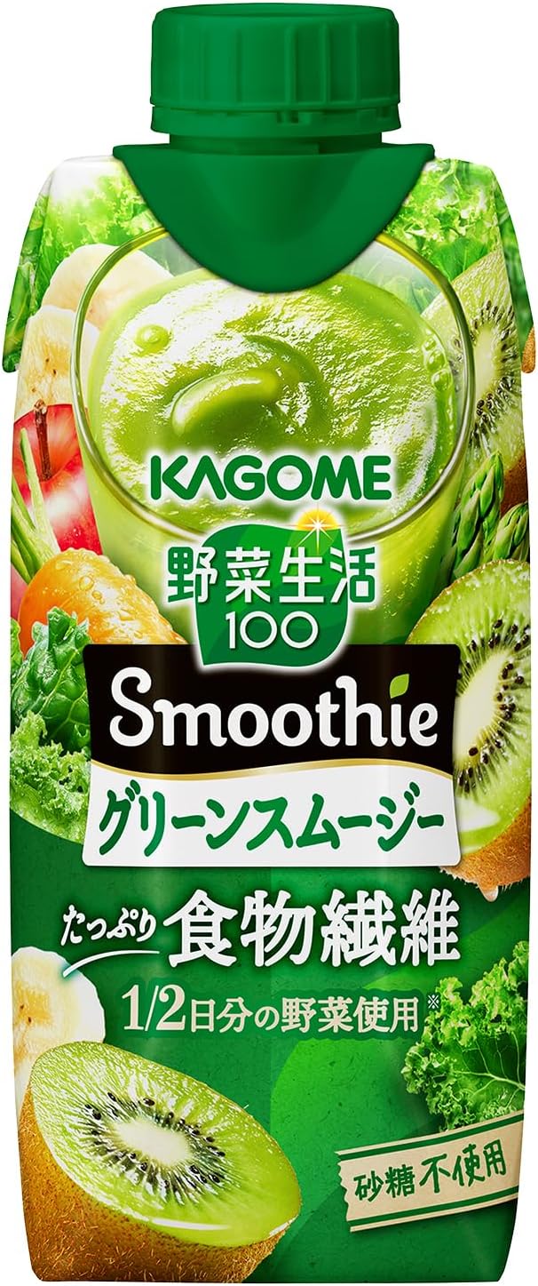 飲みやすい300mLのパックもある(カゴメ 野菜生活100 Smoothie (スムージー) グリーンスムージーMix 330ml ×24本 食物繊維)
