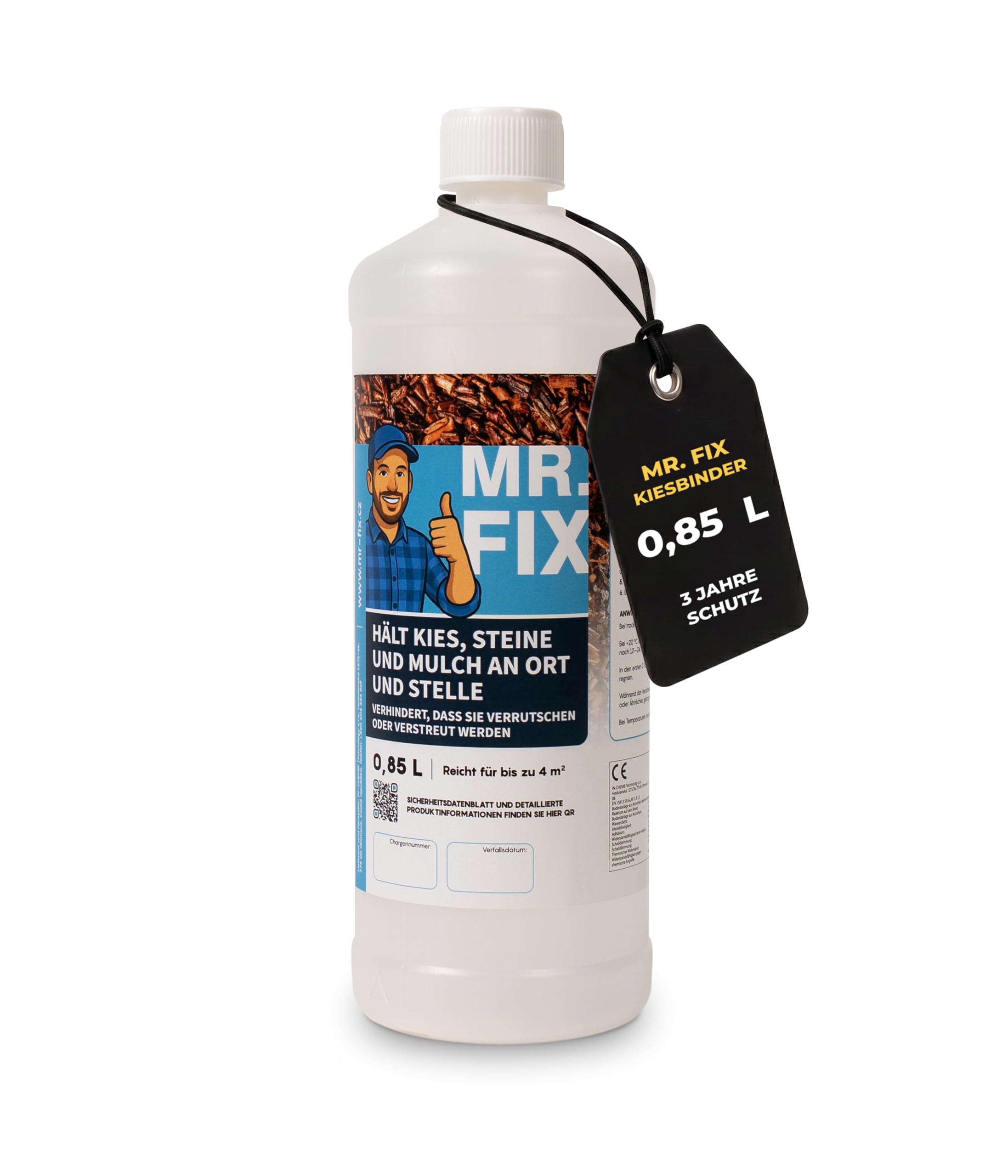 MR. FIX® Kiesbinder (0,85l) – Steinkleber wasserfest & UV-beständig, einfache Anwendung, starke Haftung für Garten & Wege – Kiesverfestiger für Haus und Garten – Made in Germany