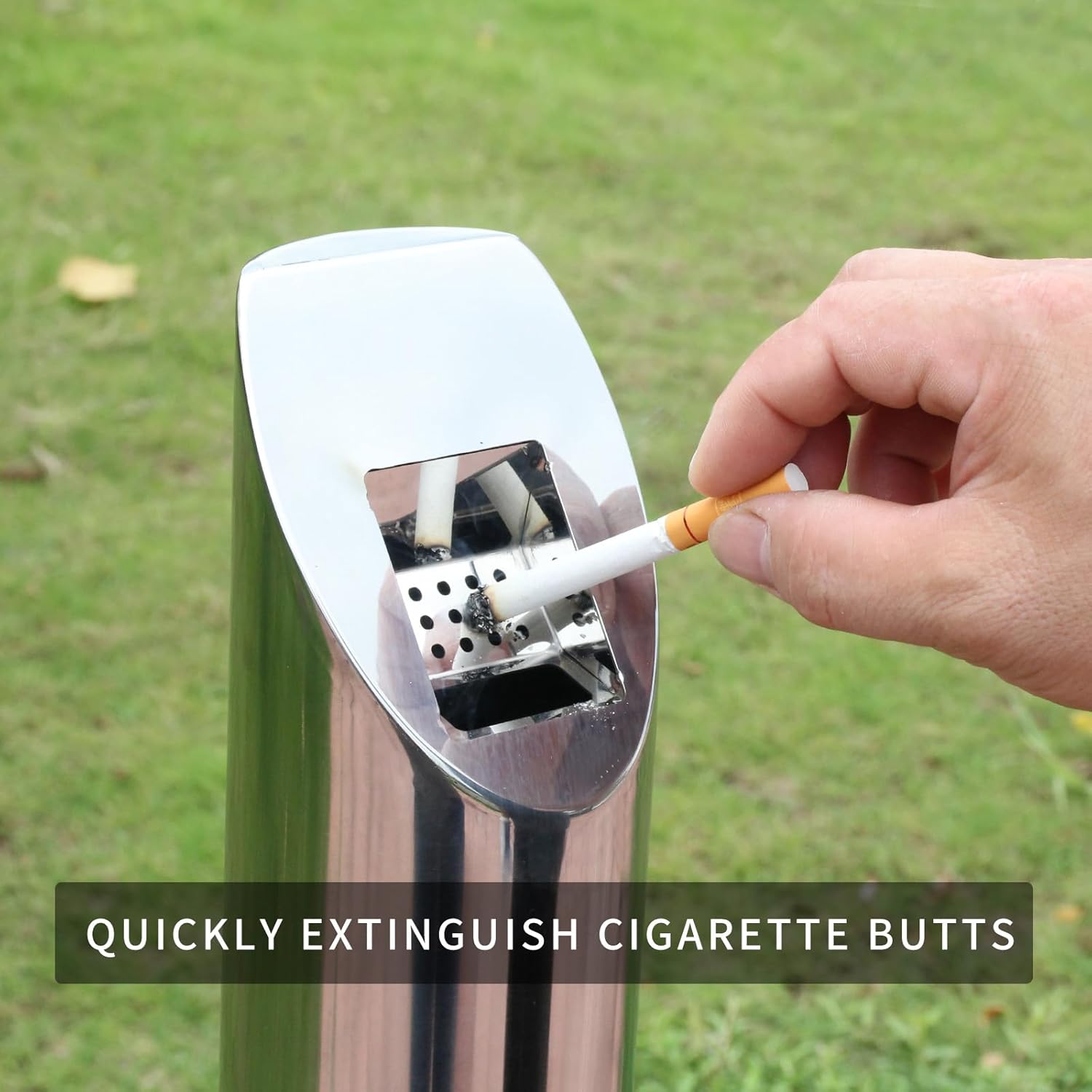 Outdoor Butt Receptacles, Vertical CommercialButt Bucket, Stainless Steel Butt Container for Lobby, Hotel, Community Square