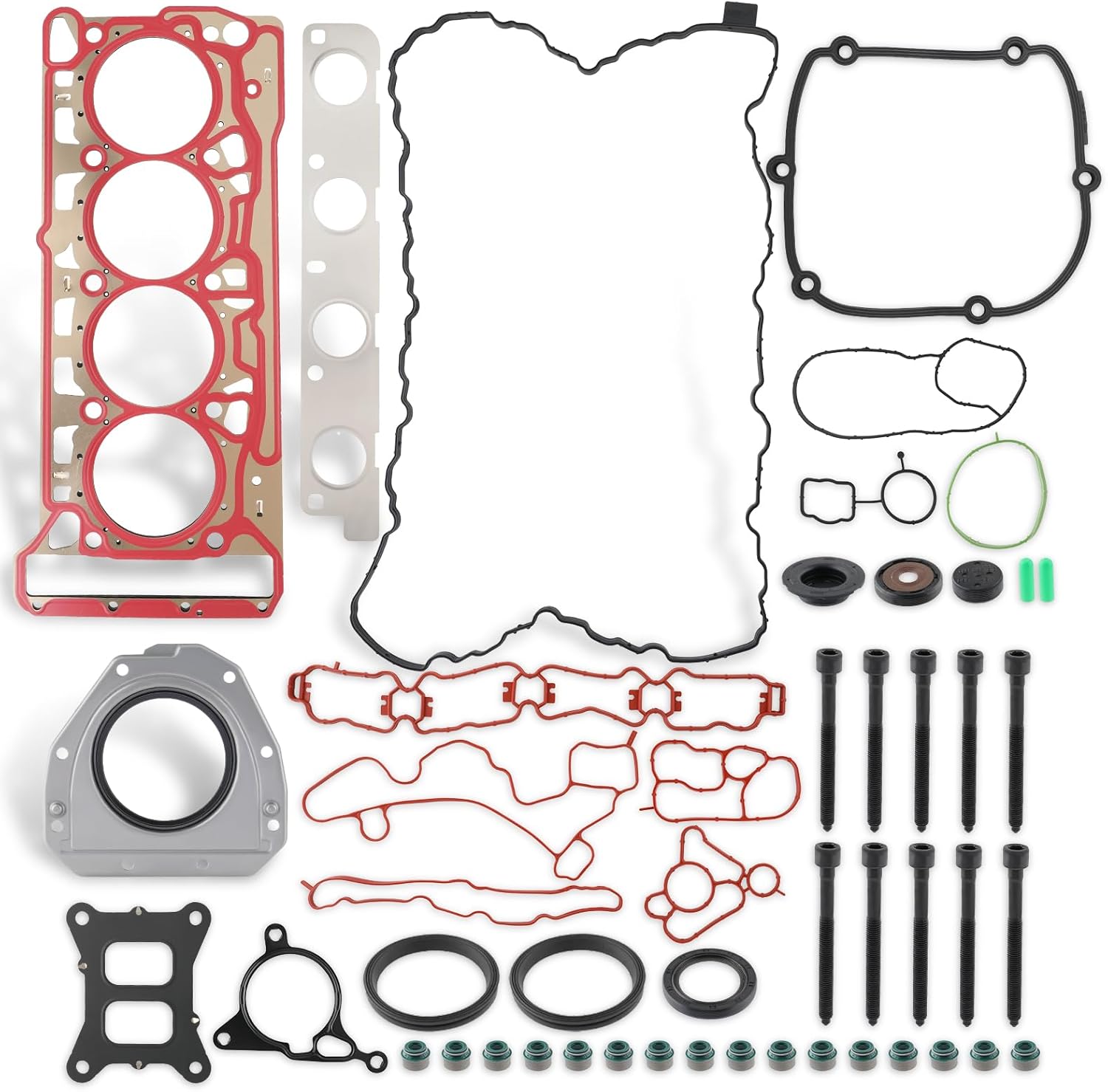 MOTOALL Engine Cylinder Head Gasket Bolts Repair Set Fit for Audi A4 A3, for VW Golf 1.8T 2.0T