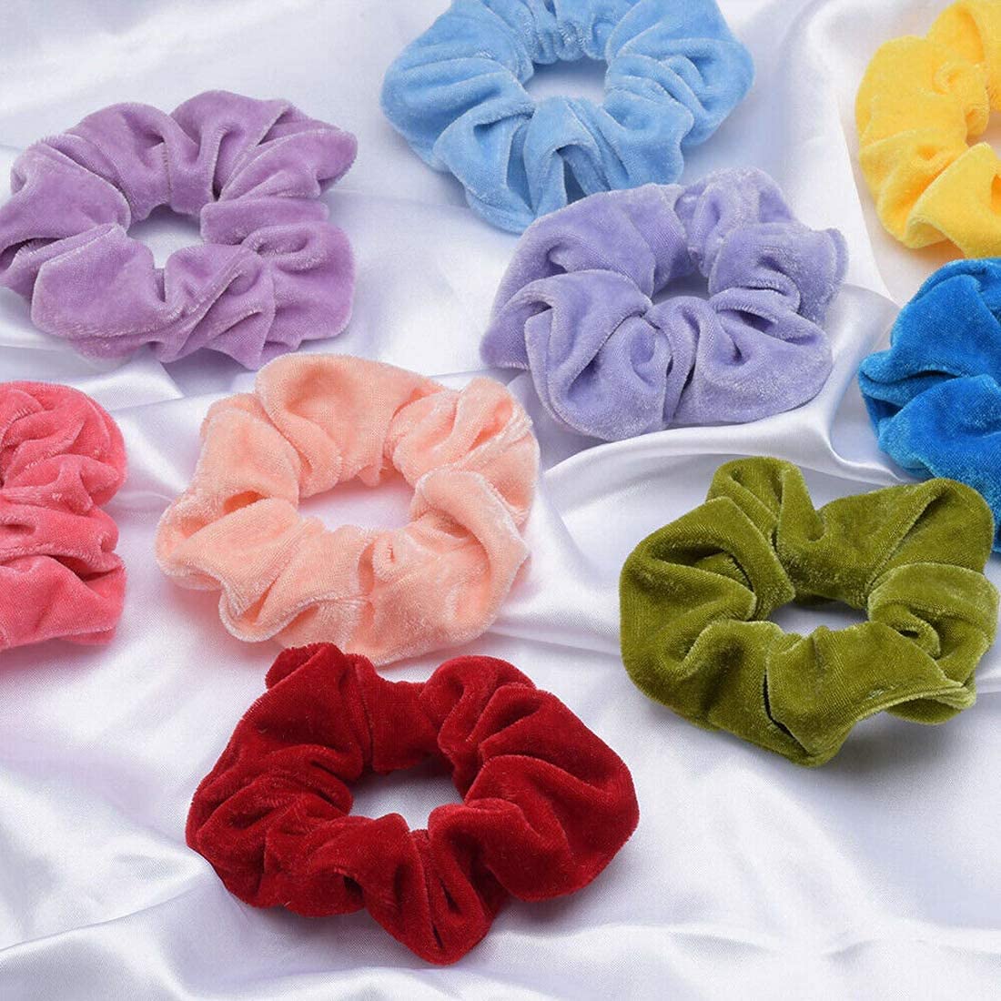 20 Pezzi Fascia Capelli In Velluto Elastici Scrunchies Per Donna - Multicolore