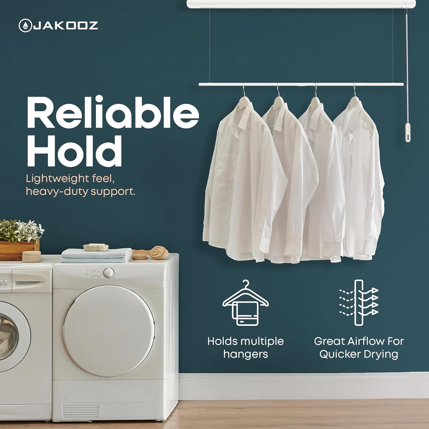 Retractable Ceiling Mounted Clothes Drying Rack for Clothing – 52.4" Pull-Down Laundry Rod Clothes Hanger Space Saving Design for Apartments & Indoor Air Drying – Ceiling Hanging Laundry Rack