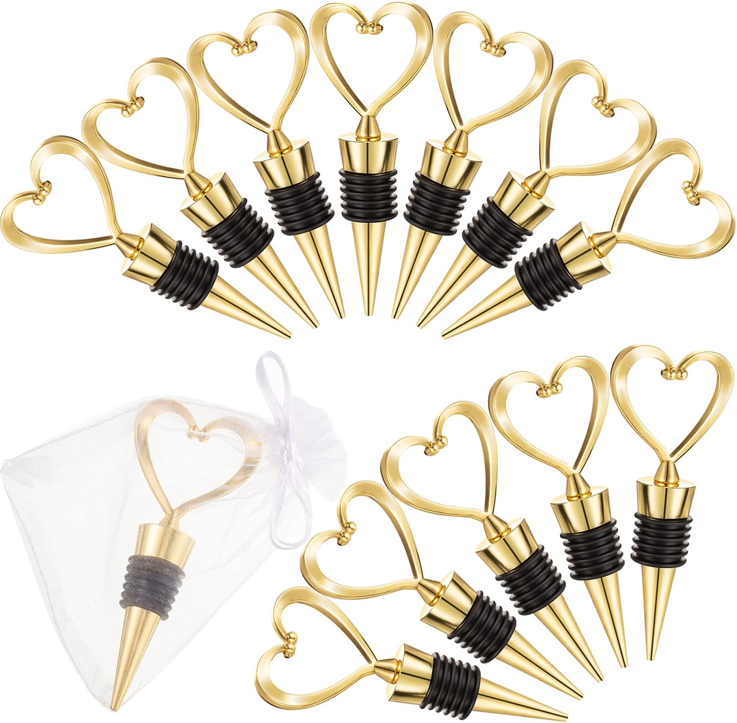 50 Pieces Heart Shape Wine Bottle Stopper Wedding Bridal