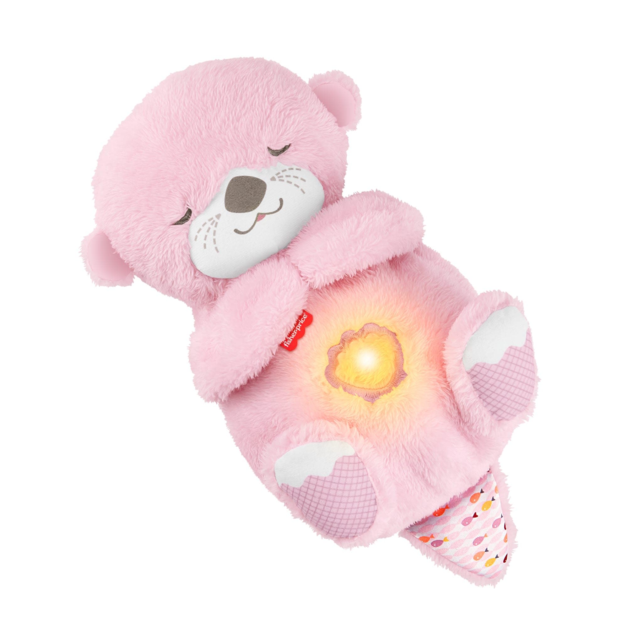 Fisher-Price - Lontra Rosa Soffice Relax, Peluche sensoriale Portatile con Movimento respiratorio e luci calmanti, Melodie per Il Sonno del Neonato, Giocattolo per Bambini, 0+ Mesi, JLJ33