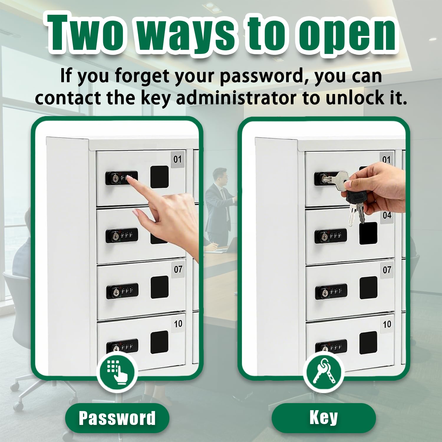 Stazione di Ricarica sicura in Acciaio a 12 Scomparti, Cavi di Ricarica con connettori Multipli, Protezione di Sicurezza Multistrato, Password Personalizzabile